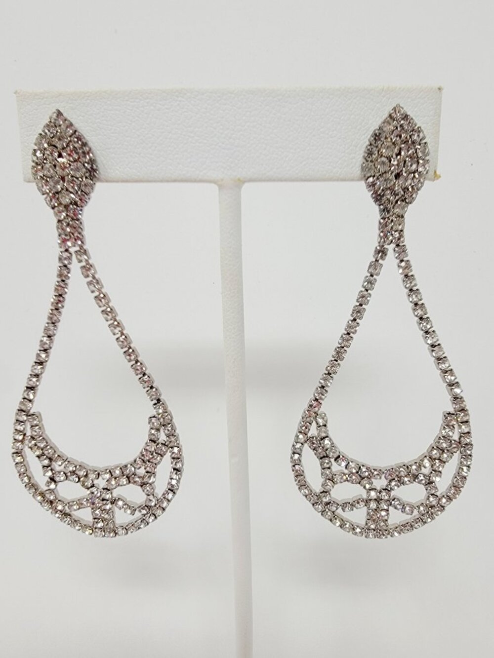 Vintage Style Rhinestone Teardrop Chandelier Earrings
